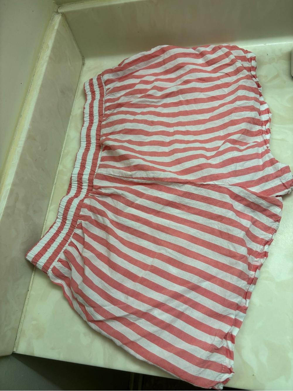 Striped Pink and White Women's Athletic Shorts